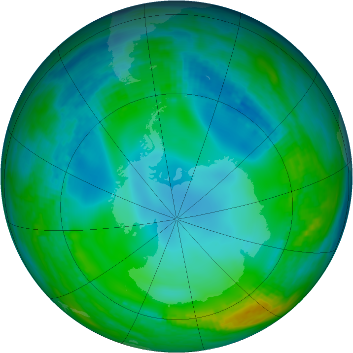 Antarctic ozone map for 03 June 1989